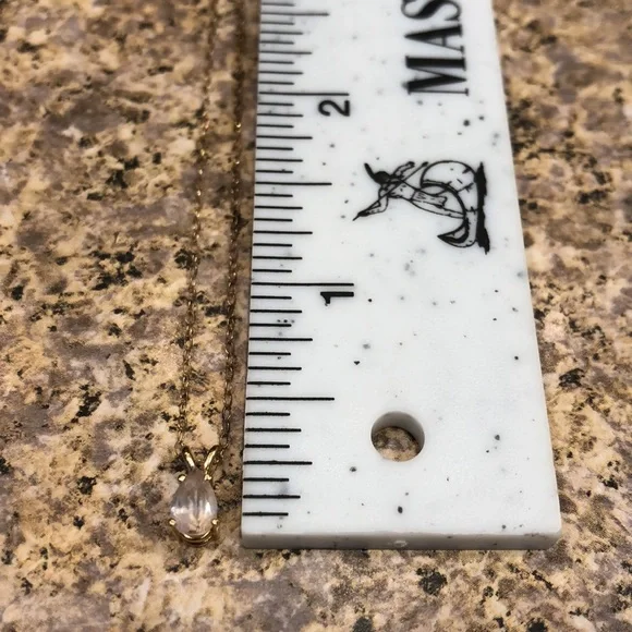 Dainty 14K Yellow Gold Montana Sapphire Pendant on Dainty 14K Chain - Picture 12 of 17